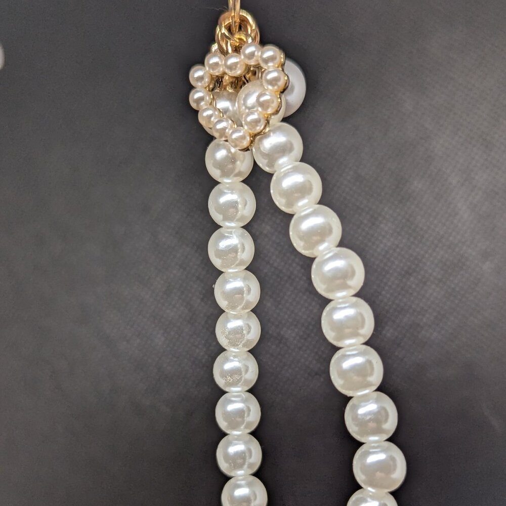 Bag charm, heart, faux pearls, gold tone, New! - Picture 2 of 4